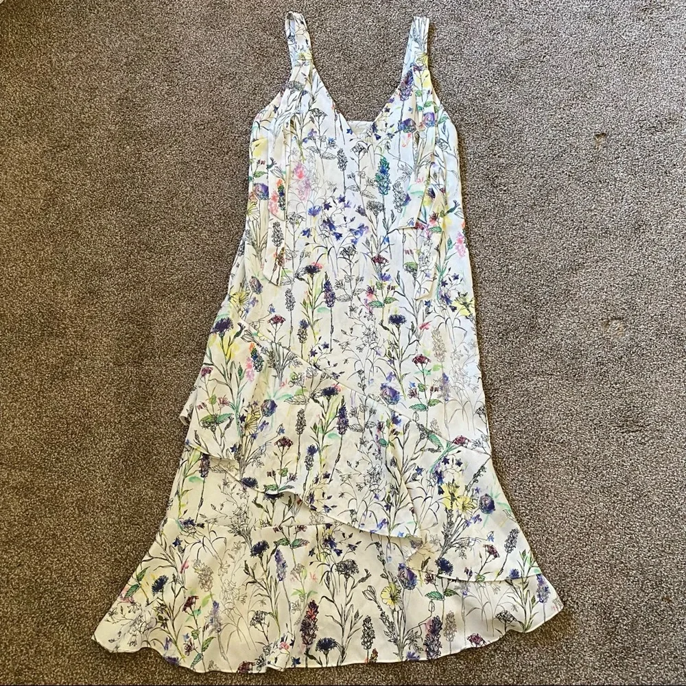 H&M Crêpe Floral Ruffle Hem Midi Dress Size 6 - Picture 8 of 12